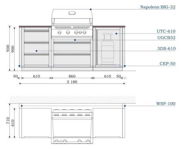 Компактная модульная гриль-кухня Ontario, металлик